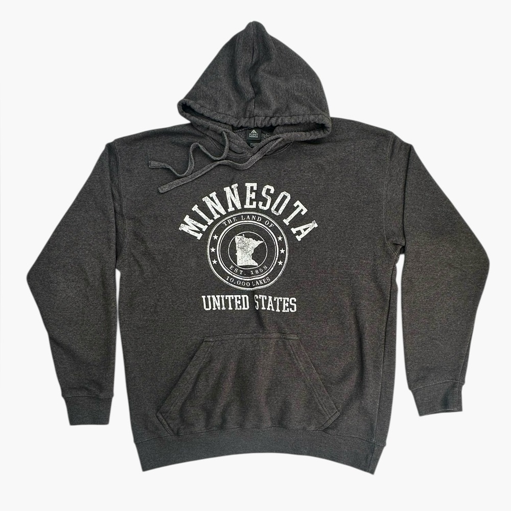 Point Sportswear Minnesota Graphic Print Gray Soft Hoodie Sweatshirt Size Large